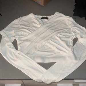 naked wardrobe criss cross long sleeve crop top